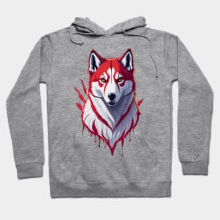 Red and white husky Hoodie